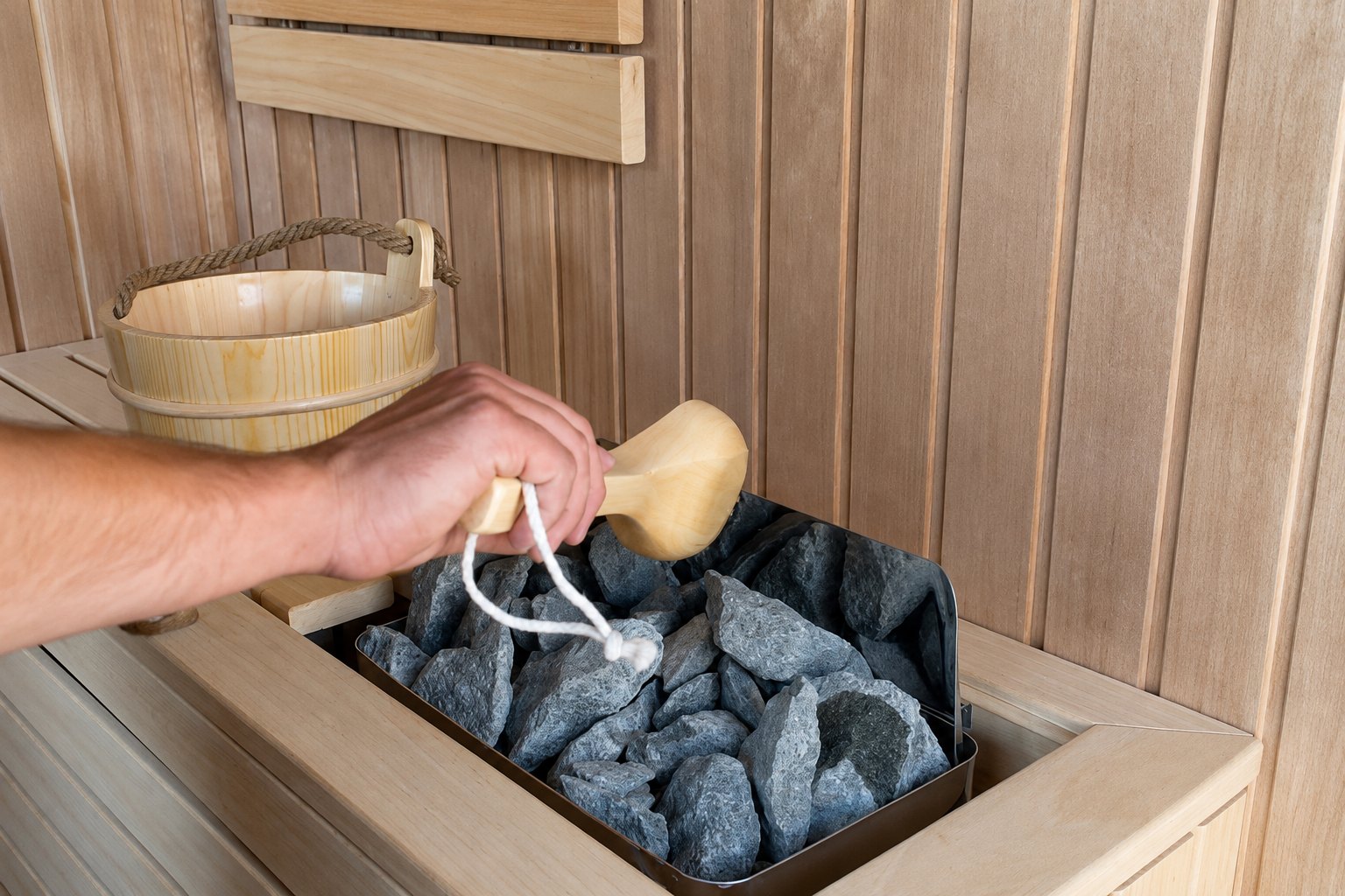 Sauna 7 m² von CONTAIN-US – Saunaofen mit Steinfüllung